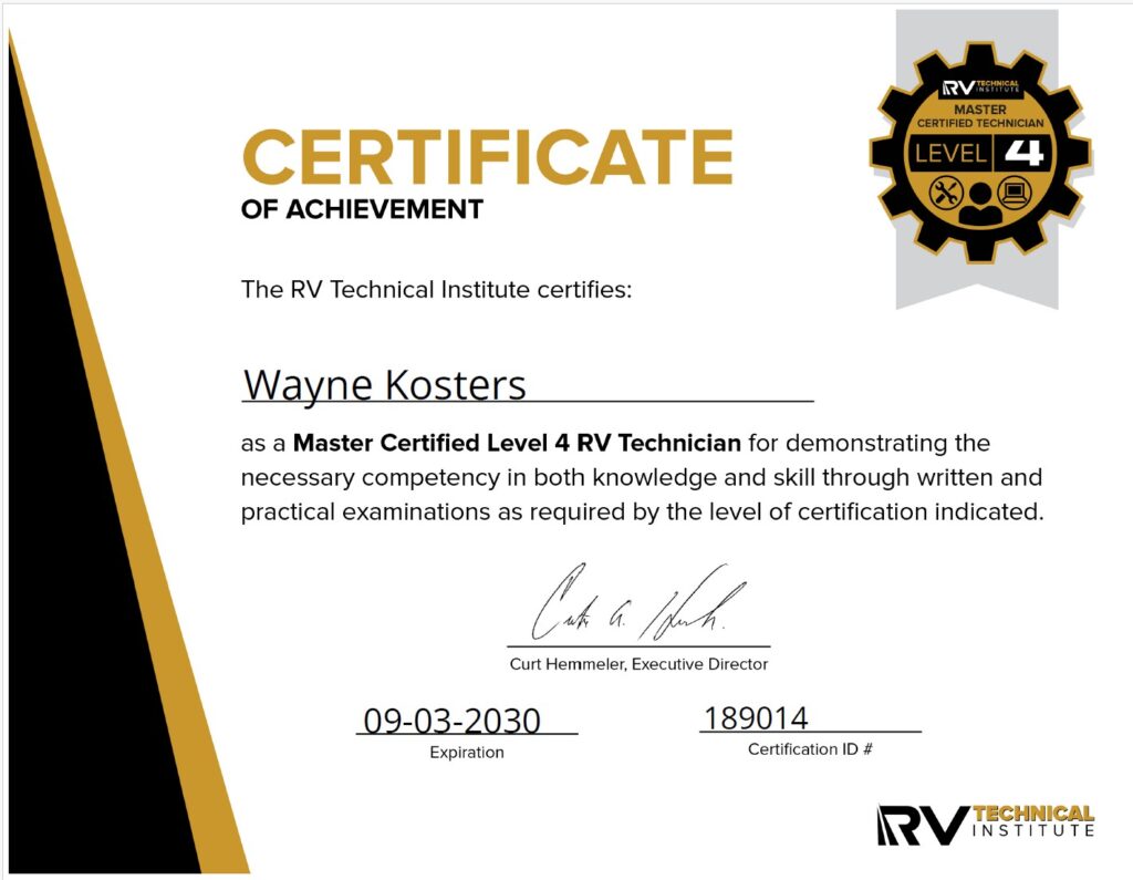 RVIA Master Technician
